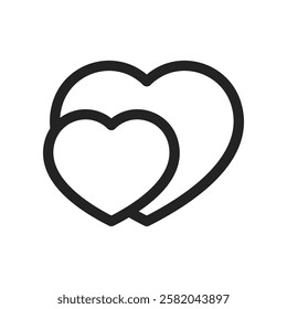 Simple Outline Design of Two Intertwined Hearts Symbolizing Love