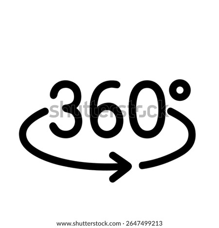 Simple Outline Directional 360 Degree Rotation Arrow Circle Icon Symbol