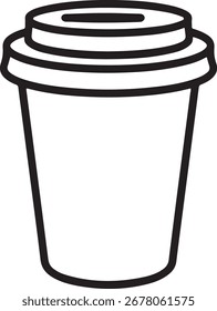 Simple outline of a disposable coffee cup with lid for your morning brew and cafe designs