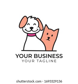 Plantilla de logotipo Simple Outline Dog and cat