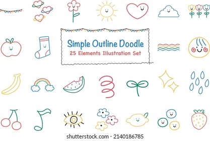 Simple Outline Doodle Illustration Pack