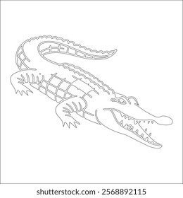 Simple outline drawing of a alligator , perfect for coloring, crafting, and educational use