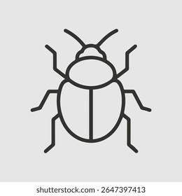 Simple outline drawing of a beetle insect on a light grey background