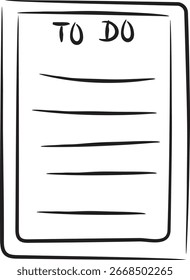 Desenho de Contorno Simples de uma Lista de Tarefas Pendentes em Branco