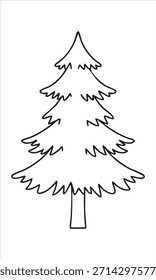 Dibujo de contorno simple de un árbol de Navidad con un tronco