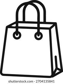Dibujo de contorno simple de una bolsa de compras de papel clásica con dos asas