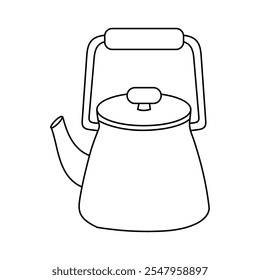 Simple outline drawing of a classic tea kettle with lid and spout