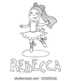 The simple outline drawing for coloring with the image of children of different name characters and education