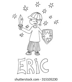 The simple outline drawing for coloring with the image of children of different name characters and education