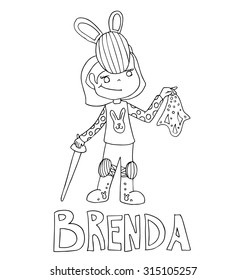 The simple outline drawing for coloring with the image of children of different name characters and education
