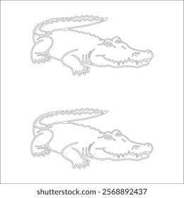 Simple outline drawing of a crocodile, perfect for coloring, crafting, and educational use