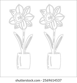 Simple outline drawing of a daffodil , perfect for coloring, crafting, and educational use