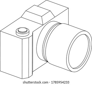 simple outline drawing of a digital camera