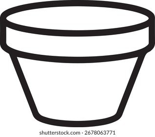 Dibujo de contorno simple de una maceta vacía perfecta para conceptos de plantación y jardinería