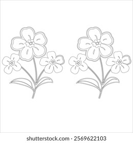 Simple outline drawing of a forget-me-not, perfect for coloring, crafting, and educational use
