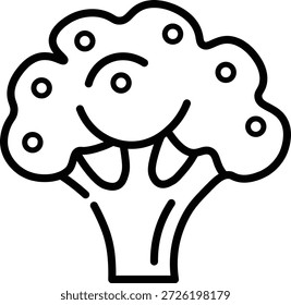Dibujo de contorno simple de un icono de flor de brócoli fresco