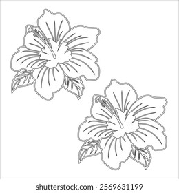 Simple outline drawing of a hibiscus, perfect for coloring, crafting, and educational use