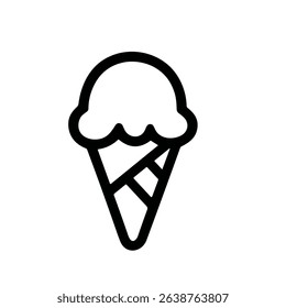 Simple Outline Drawing Ice Cream Cone Dessert Sweet Food Icon