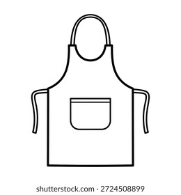 Desenho de contorno simples de um avental de cozinha com bolso