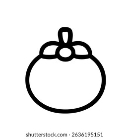 Simple Outline Drawing Mangosteen Tropical Fruit Icon, Asian Exotic Food
