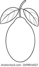 Einfache Umrisszeichnung von Wunderfrucht mit zwei Blättern und Stiel botanische Linie Kunst perfekt für kreative Design-Nutzung