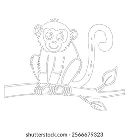 Simple outline drawing of a monkey , perfect for coloring, crafting, and educational use