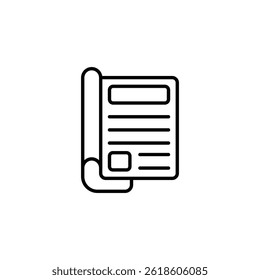 Simple outline drawing of a newspaper featuring stylized content blocks
