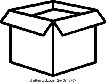 Simple Outline Drawing of an Open Cardboard Box for Packaging Shipping and Storage Concepts and Purposes