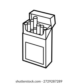 Simple outline drawing of an open cigarette pack with several cigarettes