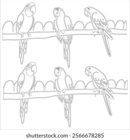 Simple outline drawing of a parrots, perfect for coloring, crafting, and educational use