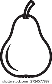 Un dibujo de contorno simple de una pera sobre un fondo blanco