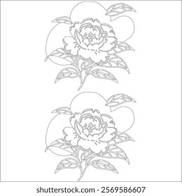 Simple outline drawing of a  peony , perfect for coloring, crafting, and educational use