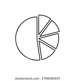 Simple outline drawing of a pie chart illustrating data analysis and statistics.