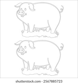 Simple outline drawing of a pig , perfect for coloring, crafting, and educational use