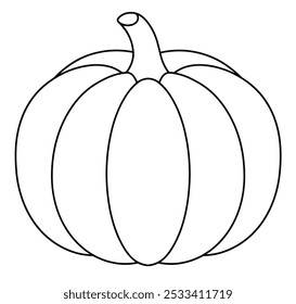 a simple outline drawing of a pumpkin for kids coloring book