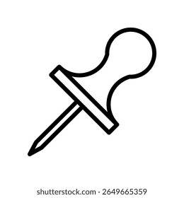 Simple Outline Drawing of a Push Pin Icon in Black Color