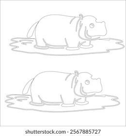 Simple outline drawing of a rhinoceros , perfect for coloring, crafting, and educational use