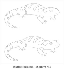 Simple outline drawing of salamander, perfect for coloring, crafting, and educational use