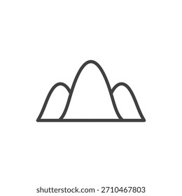 Un simple dibujo de contorno de tres picos de montaña.