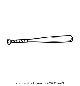 Simple outline drawing of a traditional baseball bat, perfect for sports-themed designs or as an icon representing America's favorite pastime.