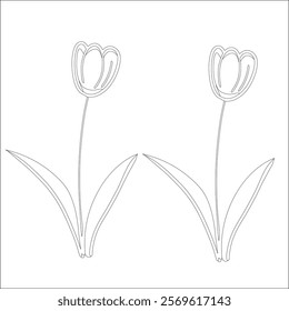 Simple outline drawing of a tulip  , perfect for coloring, crafting, and educational use