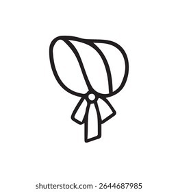 A simple outline drawing of a vintage bonnet a classic head covering perfect for historical or whimsical designs
