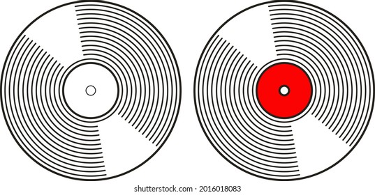 simple outline drawn classic vinyl music retro record plate isolated on white background 