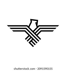 simple outline eagle flying logo vector