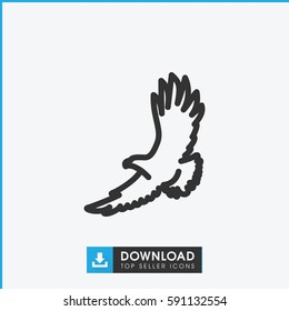 Simple outline eagle vector icon. On white background.