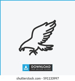 Simple outline eagle vector icon. On white background.
