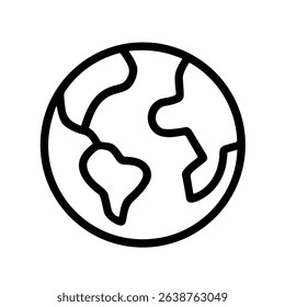 Simple Outline Earth Globe Sphere Geography World Global Icon Element