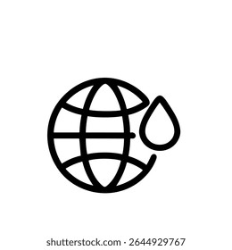 Simple Outline Earth Globe Water Drop Symbol Environmental Icon Design
