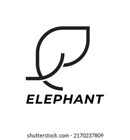 simple outline elephant head logo vector