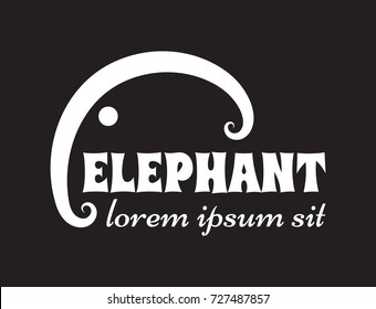 Simple outline elephant sign or emblem. Icon concept for zoos or wildlife. Logo and identity business design template. Vector illustration.
